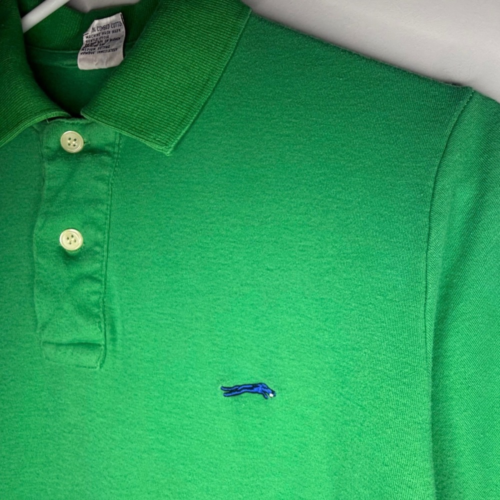 Vintage 80's‎ Wild Cat Sauvage Single Stitch Green Cotton Polo Shirt Mens Medium